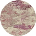 thumbnail image 4 of 5' X 5' Ivory And Pink Round Abstract Power Loom Non Skid Area Rug, 4 of 6