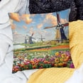 thumbnail image 2 of FANNA Flowers Windmills Landscape Short Plush Throw Pillow Cover Spring Aesthetic Decor 1PC 20x20in, 2 of 5