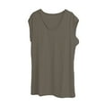 thumbnail image 4 of Qwertyu Tank Top for Women Solid Color V Neck Sleeveless Causal Sexy Shirts Hawaiian Beach Holiday Sports Workout Running Tees Summer Basic Tops Brown L, 4 of 5