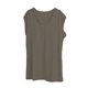 thumbnail image 4 of Camiseta con cuello en V para mujer, chaleco informal con manga casquillo, blusa holgada sólida, camisetas sin mangas, color marrón/S, 4 of 5