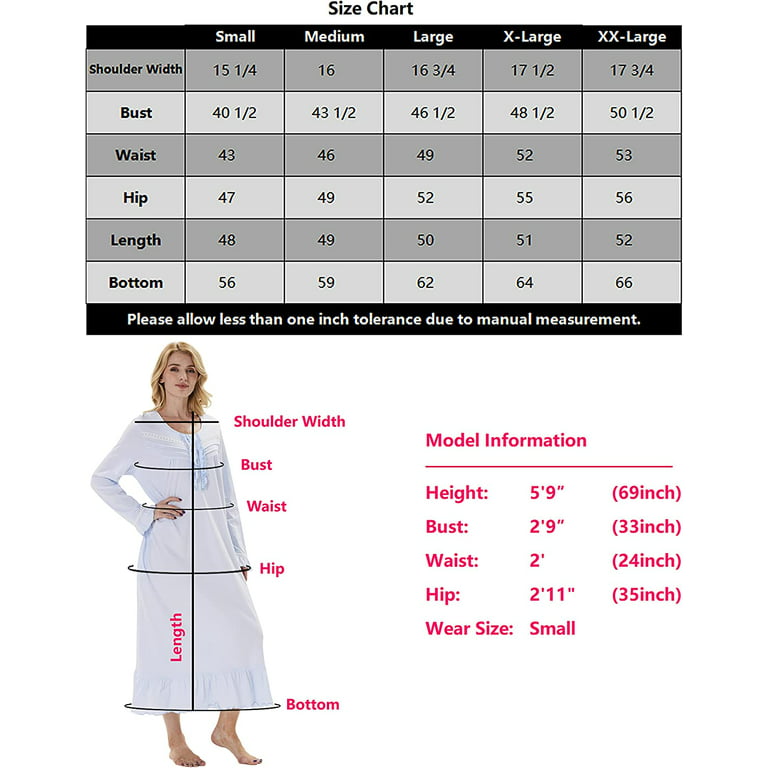 Keyocean Embroidered Nightgown for Women, Soft 100% Cotton Warm Comfortable  Lightweight Long Sleeves Ladies Housedress