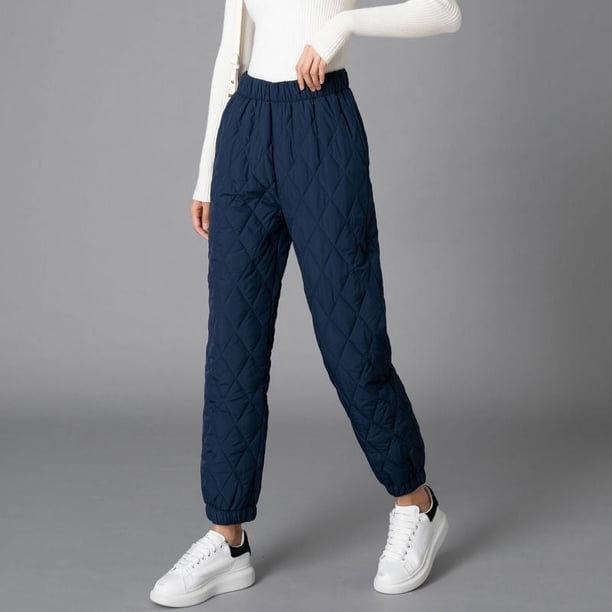 Pantalones anchos de algodón para mujer, otoño e invierno, pantalones gruesos y cálidos para mujeres de mediana edad y mayores, pantalones casuales de algodón rectos de talla grande para