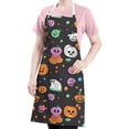 thumbnail image 5 of Colorful Halloween Icons Apron-Garden Aprons for Women with Pockets-Cotton Linen Waterproof Kitchen Cooking Gardening Aprons Adjustable for Kitchen,Cooking,BBQ and Salon 32"x27", 5 of 7