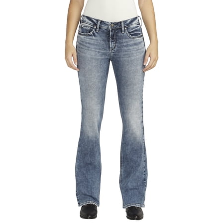 Silver Jeans Co. Women's Suki Mid Rise Curvy Fit Bootcut Jeans, Waist Sizes 24-34