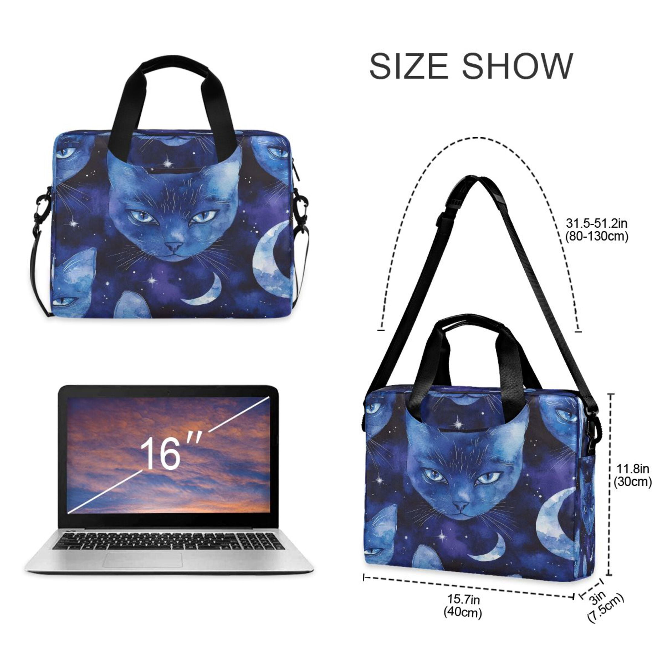 Laptop Bag Laptop Briefcase 15.7 x 3 x 11.8 Inches Laptop Bag Briefcases Laptop Storage Travel Laptop Bag Work Laptop Bag Moonlight Pretty Cat