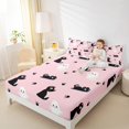 thumbnail image 4 of Feelyou Kawaii Cat Kitten Full Size Sheets for Kids, Cartoon Animal Lover Bed Sheets, Girly Pink Cartoon Sheet Sets, Ultra Soft Bedroom Decor, 4-Piece, 4 of 7