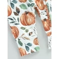 thumbnail image 7 of Newborn Baby Girls Boys Casual Crewneck Romper Long Sleeve Leaf Pumpkin Print Oblique Zipper Halloween Clothes, 7 of 7