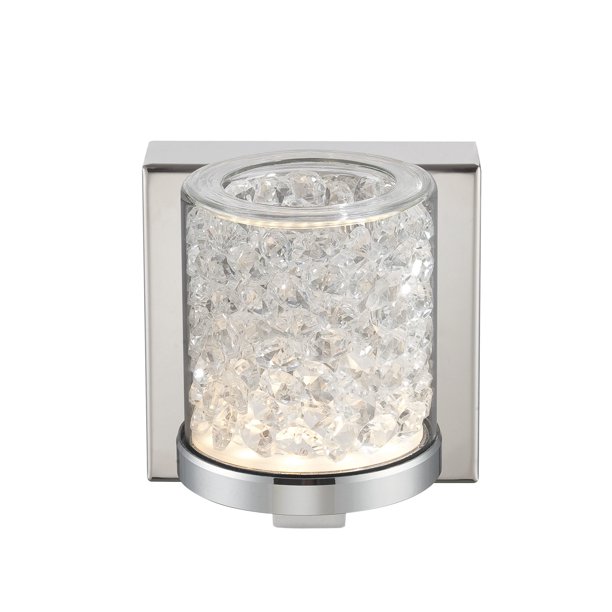 Lite Source Kristen LED Wall Lamp, Chrome Finish with Glass and Crystal