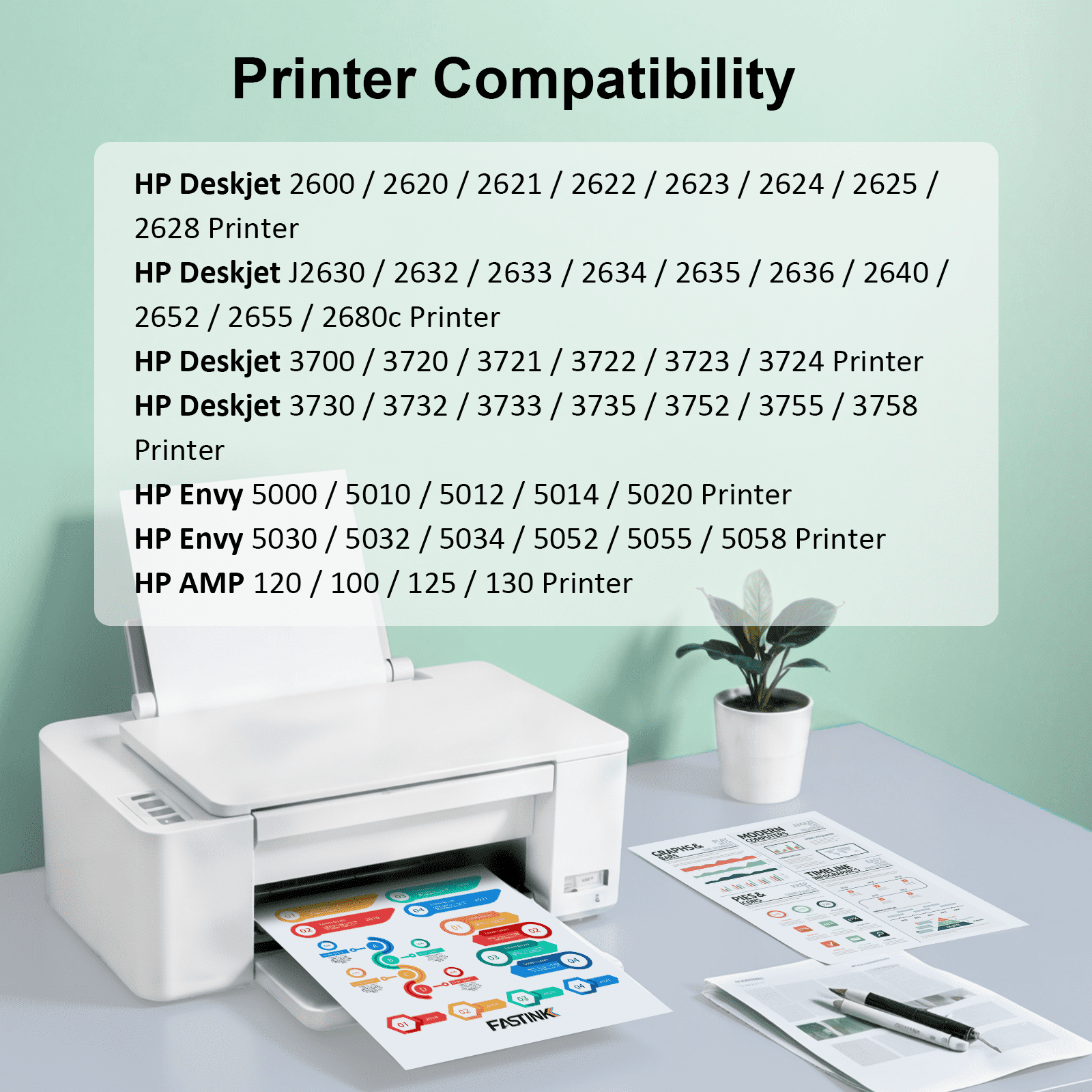65 Ink Compatible for HP 65 Ink Cartridges for HP  Printer Ink 65 for DeskJet 2622 2624 2652 2655 Envy 5052 5058( 2 Pack)