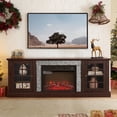 thumbnail image 3 of UHOMEPRO Fireplace TV Stand for TVs up to 80", White Large Entertainment Center with 23" Electric Fireplace for Living Room, 70" Modern TV Stand with 2-Door Storage, 3 of 12