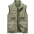 thumbnail image 2 of Lilgiuy Men's Work Fishing Vests Casual Solid Color Sleeveless Lightweight Outdoor Vest Jacket Coat with Multiple Pockets Khaki, 2 of 4