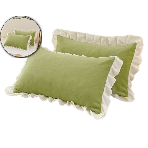 WNFJR Fluffy Pillow Cover Pleated Ruffle Pillowcase Ultra Soft Cozy Flannel Fleece Fabric Decorative Pillowcase Bed Pillow Case
