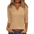 thumbnail image 2 of Abomasnow Women's Athletic Shirts 3/4 Length Sleeve V-Neck Tops Dressy Work Office Casual Workout Yoga Shirts, 2 of 8