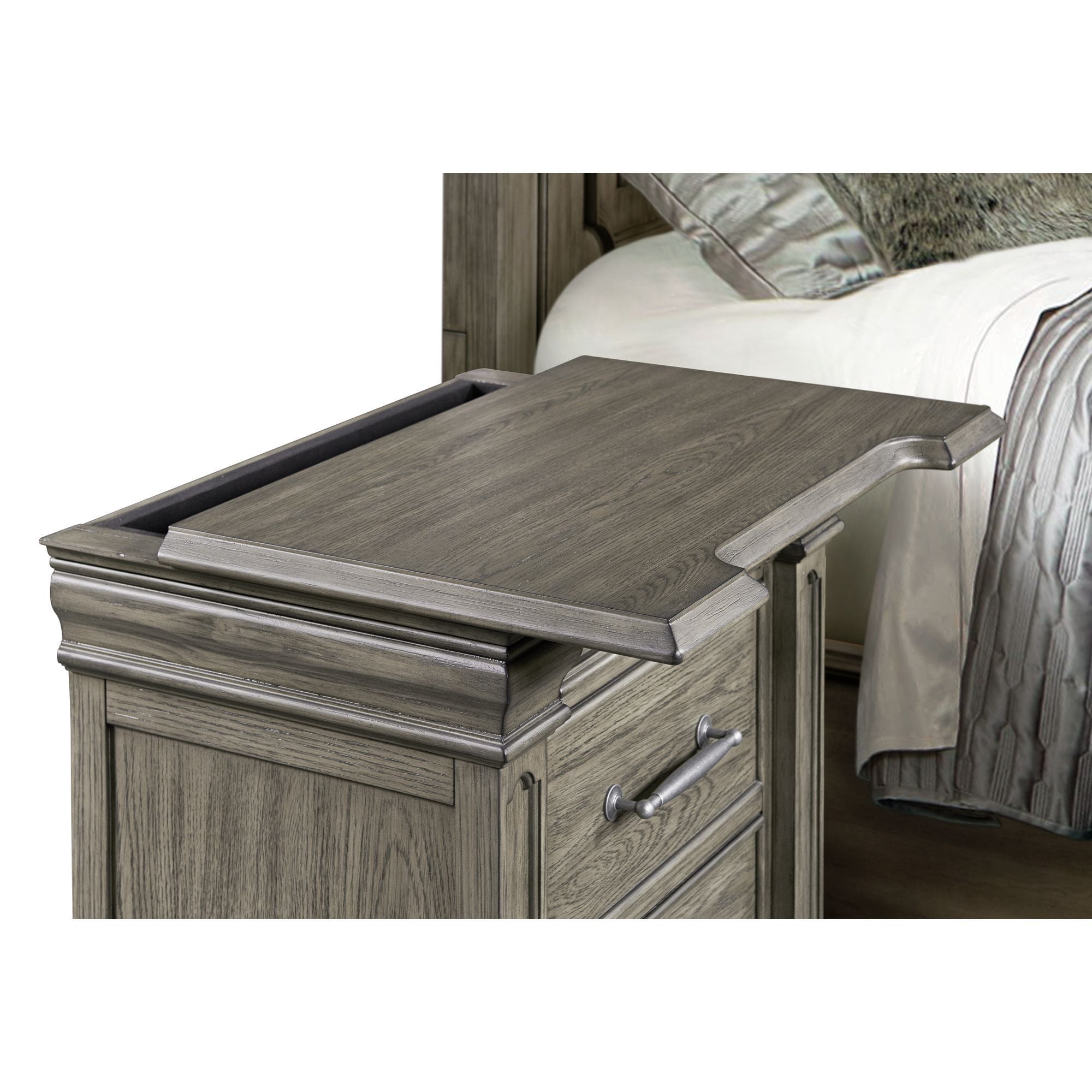 Picket House Furnishings Paterson  3-Drawer Nightstand  (Sliding Top) in Grey