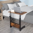 thumbnail image 2 of BAYUELSWU Overbed Table Stand Up Desk with Wheels Mobile Standing Desk Portable Laptop Desk Height Adjustable for Bed, Office, Sofa, Living Room (Retro Brown-23.62" x 15.74" x 27.16" -37.79"), 2 of 7