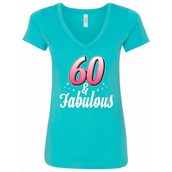 Inktastic 60 and Fabulous with Sparkles Women's V-Neck T-Shirt