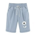 thumbnail image 3 of Kmdttou Plus Size Womens Flare Capris Yoga Pants with Pockets Printed Elastic Waist Drawstring With Casual Pockets Shorts, 3 of 4