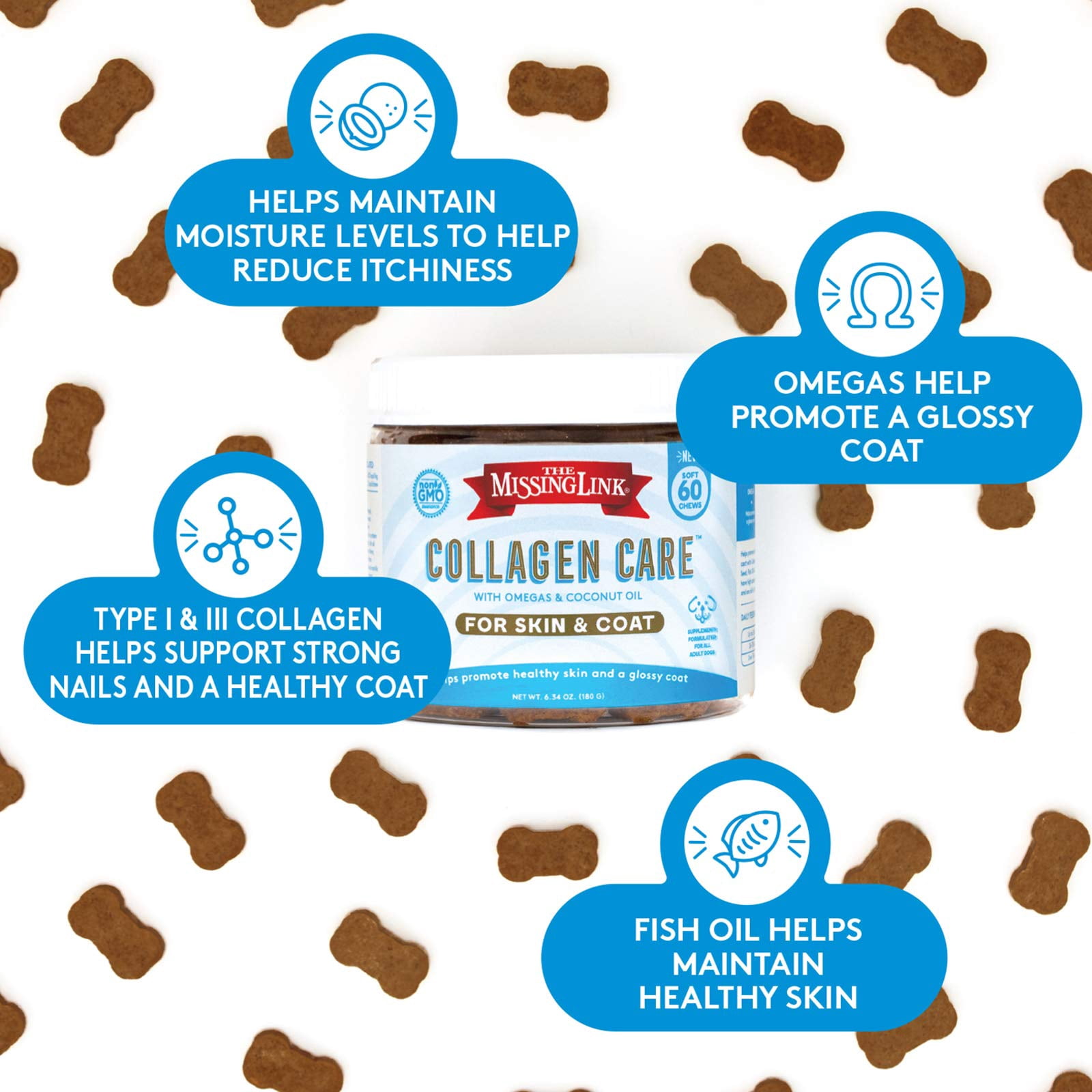 The Missing Link Collagen Care Skin & Coat Soft Chews 60 Count