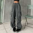 thumbnail image 4 of Chbgutlmr Cargo Pants for Women Elastic Waist Ruched Wide Leg Outdoor Streetwear Trousers with Pockets, 4 of 4