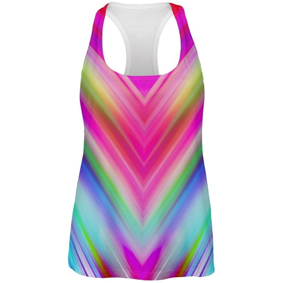 Mirrored Light Beams Pastel Rainbow All Over Womens Work Out Tank Top Multi LG