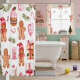 thumbnail image 3 of Manfei Gingerbread Waterproof Shower Curtain 72Wx78L Christmas Bath Curtain, Red Green, 3 of 5