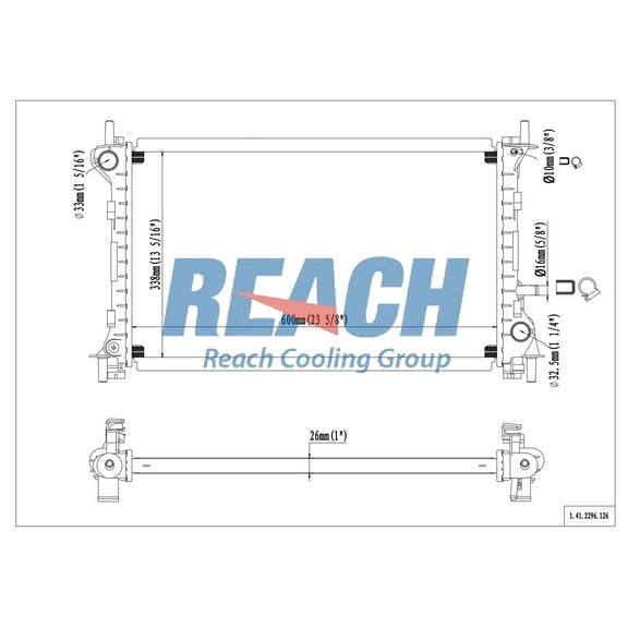 REACH 41-2296 Radiator for 07-00 Ford Focus, Automotive Radiator Replacement Part