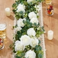 thumbnail image 2 of 6FT Artificial Eucalyptus Garland with Flowers, Rose Vine Flower Garland, Silk White Rose Garland Faux Floral Garland for Table, Wedding, Bedroom, Party, Wall Decor, 2 of 5