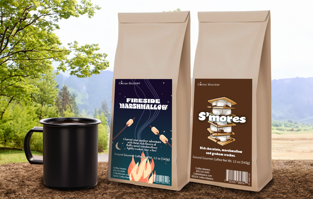 Coffee Masters Campfire Coffee Sampler - Fireside Marshmallow and S'mores 12 oz Ground Coffee
