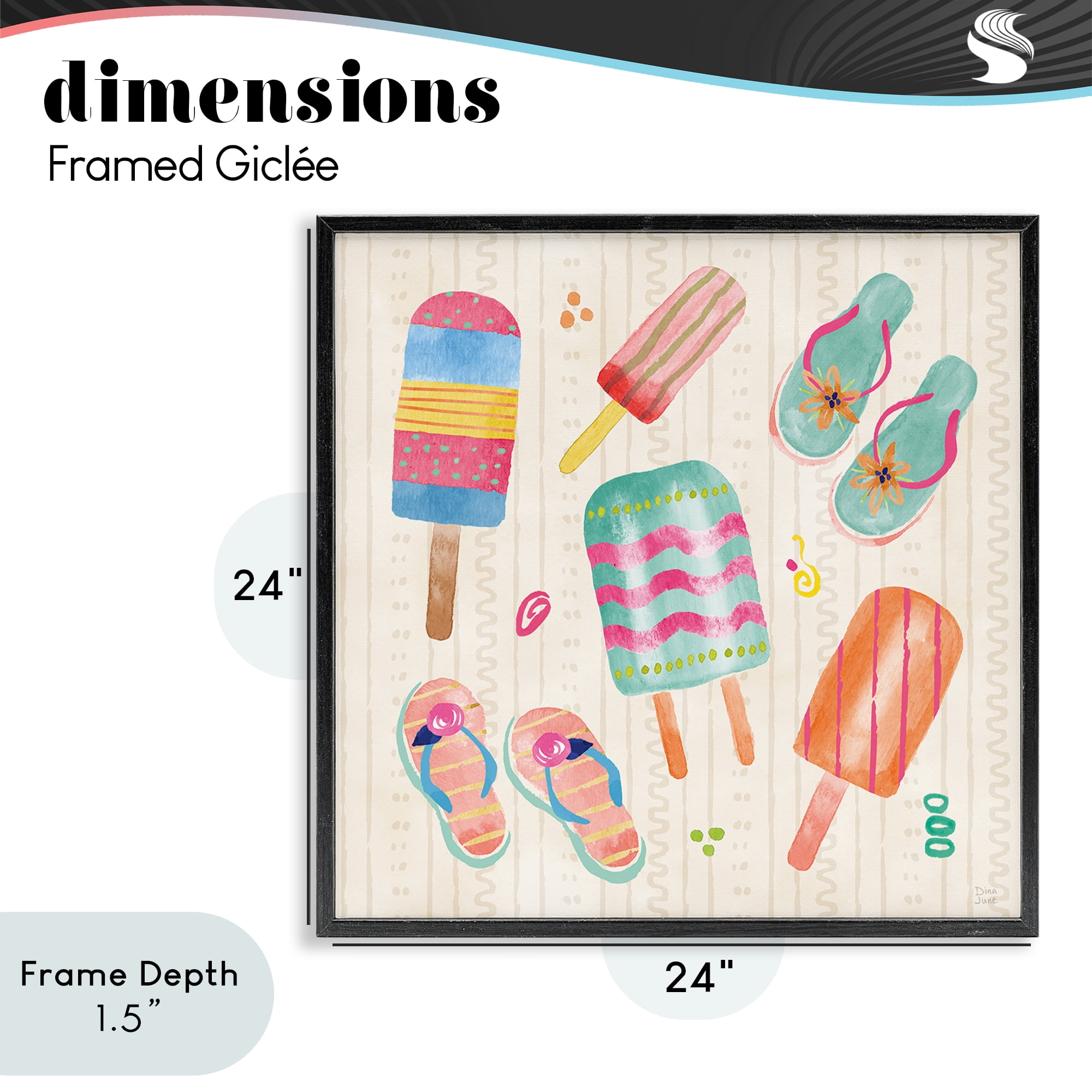 Stupell Industries Summer Popsicles & Sandals Black Framed Giclee Art, design by Dina June