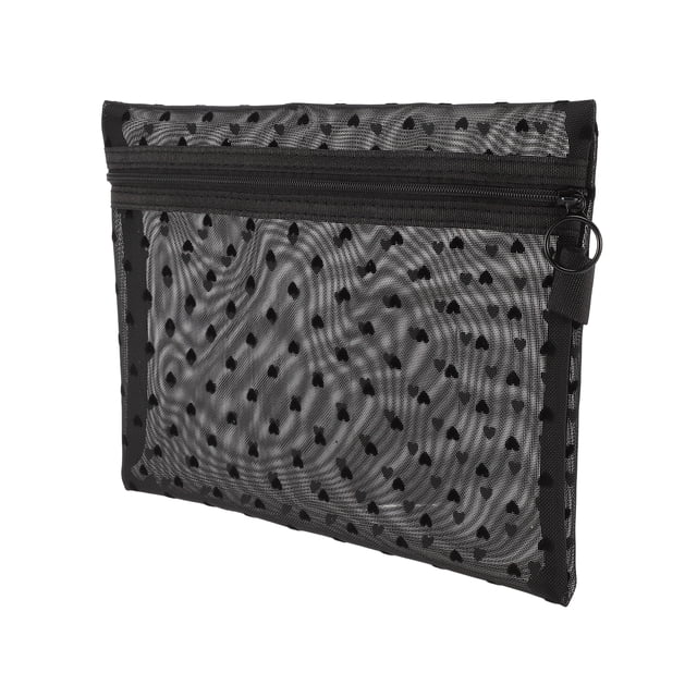 1 Pc Bolsa de Cosméticos de Malla con Corazón para Mujeres para Actividades al Aire Libre Viajes de Negocios Nylon Negro-Grande