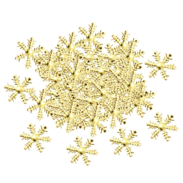 GUOOL 50Pcs Or Brillant Noël Flocon de Neige Motifs Toppers Embellissements -