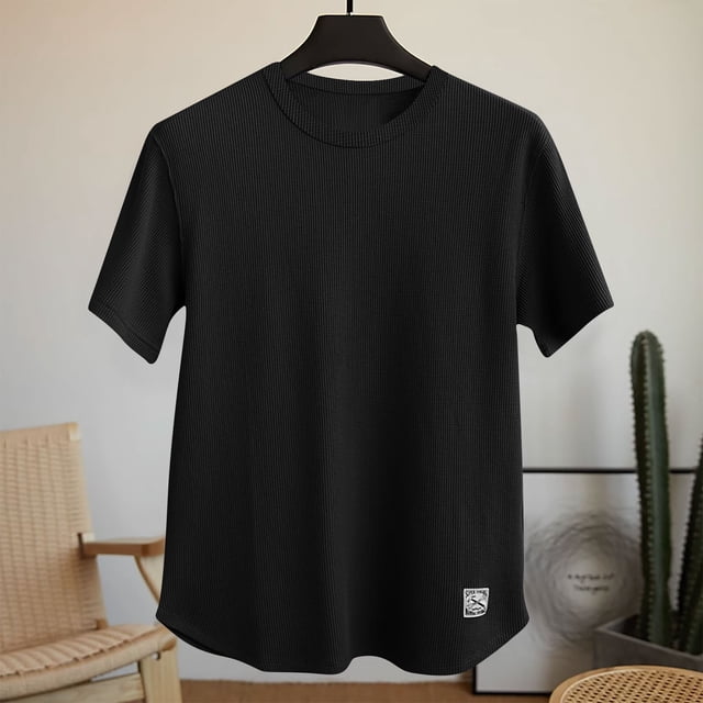 Men's Solid Color Comfortable Sport Casual Short Sleeved Round Neck Shirts