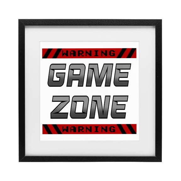 Stupell Industries Contemporary Game Zone Warning Black Framed Print Under Glass, 13 x 13, by Marcus Prime