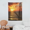 thumbnail image 3 of ONETECH  Beach Tapestry, Dramatic Sunrise in Cancun Cloudscape Skyline Calm Ocean Coastal Picture, Wall Hanging for Bedroom Living Room Dorm Decor, Blue Grey Orange Yellow, 3 of 7