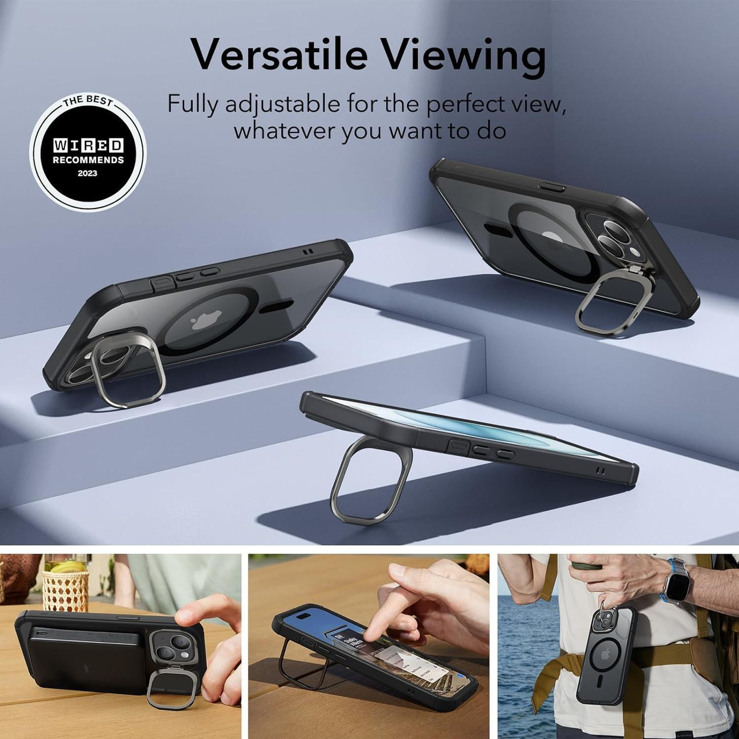ESR Mag Safe Slim Cell Phone Case with Camera Lens Protectors for 15 Plus, Clear Black