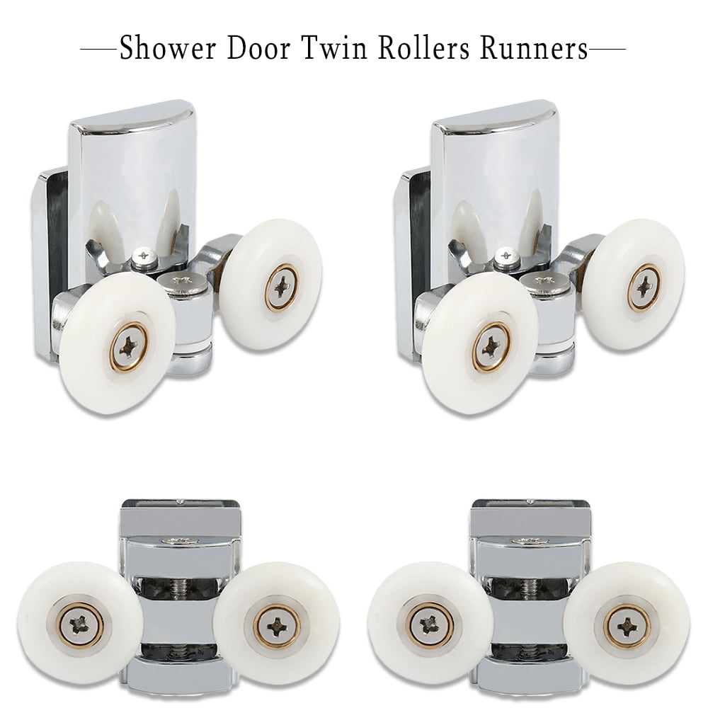 2pcs Shower Room Glass Sliding Door Grey Pulley Top Upper Rollers Wheels Alloy 