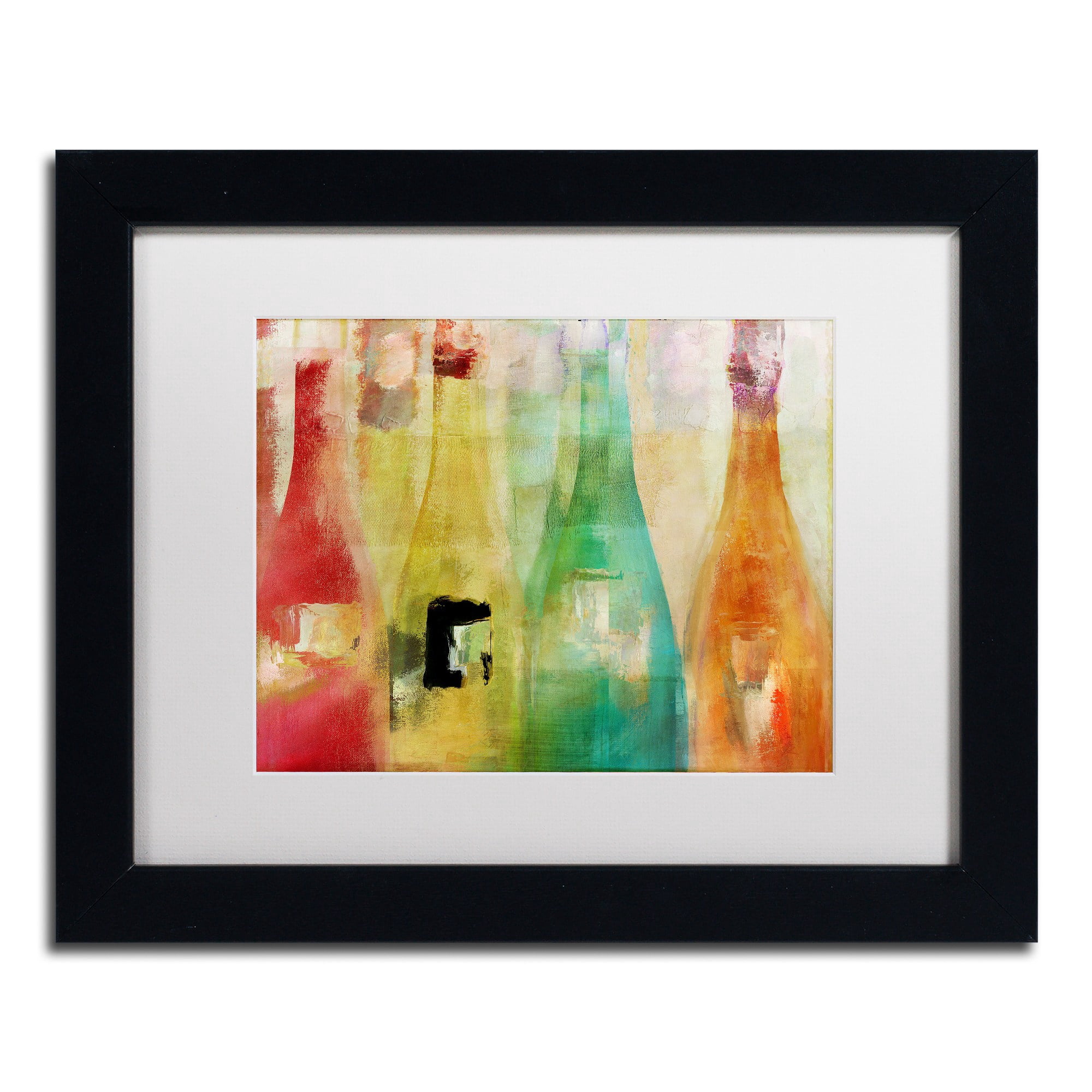 Trademark Fine Art "Bouteilles" Canvas Art by Color Bakery White Matte, Black Frame
