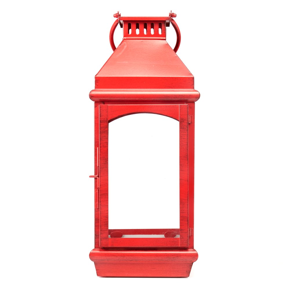 Holiday Time Red Metal Lantern, 18&quot; - Walmart.com - Walmart.com