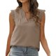 thumbnail image 3 of Txlixc, camisetas sin mangas de verano para mujer, sin mangas, lisas/flores/hojas, camisas de encaje con cuello en V, chaleco informal suelto para mujer Txlixc  Estilo de ocio, 3 of 3