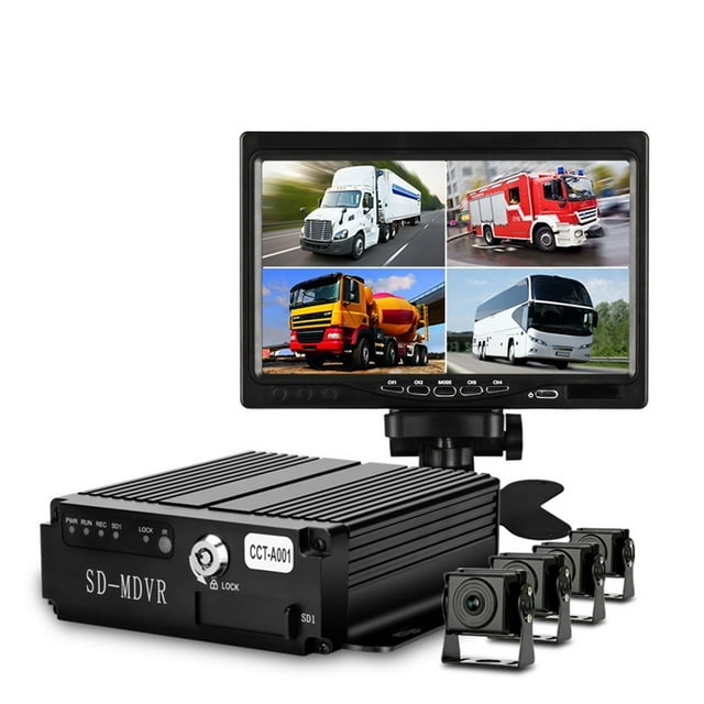 7 inch Truck DVR Driving Video Recorders 2 /4 Channel Black Box Backup Camera AHD Night Vision Rear View Monitor 12-24V ,Clear Night Vision