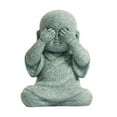 thumbnail image 1 of Cute Monk Figurine Buddha Statue Crafts Delicate Decoration for Tabletop Car Cover Eyes, 1 of 8