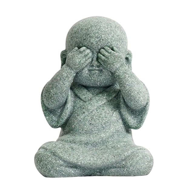 Cute Monk Figurine Buddha Statue Crafts Delicate Decoration for Tabletop Car Cover Eyes