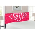 thumbnail image 2 of Groovy Headboard, Big Heart with Background Retro Romance Will Change the World Illustration, Upholstered Decorative Metal Bed Headboard with Memory Foam, Full Size, Pink White, by Ambesonne, 2 of 4