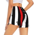 thumbnail image 3 of Sigee Firefighters USA Flag for Women's Athletic Shorts High Waisted Running Shorts Pocket Sporty Short Gym Elastic Workout ShortsSmall, 3 of 9