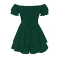 thumbnail image 3 of HBFAGFB Jumpsuit Womens Fashion Ruffle One Neck Short Sleeve Loose Shorts Dressy Rompers Green Size S, 3 of 4