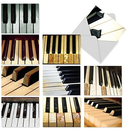 'M2016 KEYNOTES' 10 Assorted All Occasions Note Cards Feature the Ebony and Ivory Piano Keys with Envelopes by The Best Card (Best Piano Notes App)