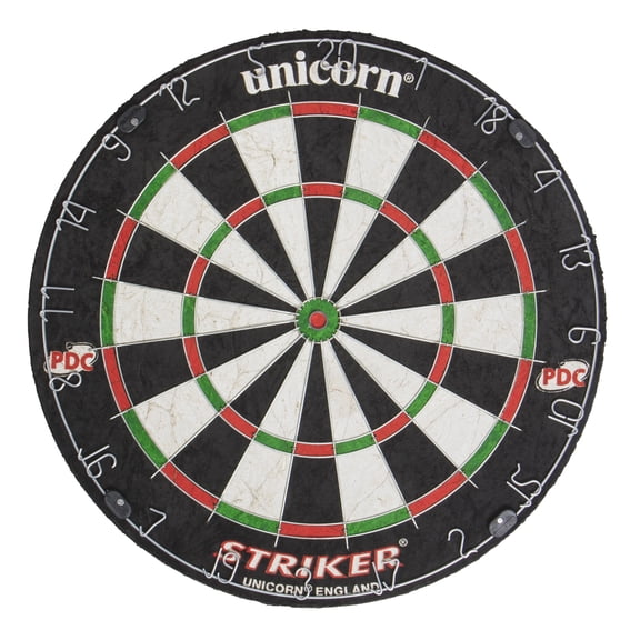 Unicorn Striker Tournament Size, Competition-Quality Bristle Dartboard with SuperSlim Wire Fasteners to Reduce Bounce Outs