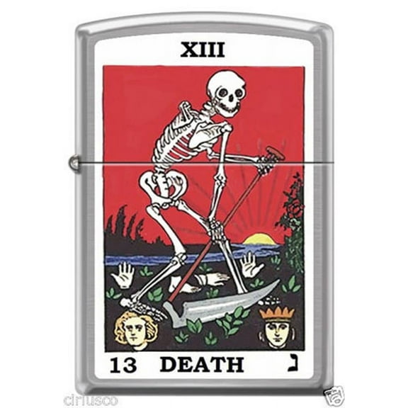 Zippo Lighter Tarot XIII Death Card skeleton with Sickle Brushed Chrome