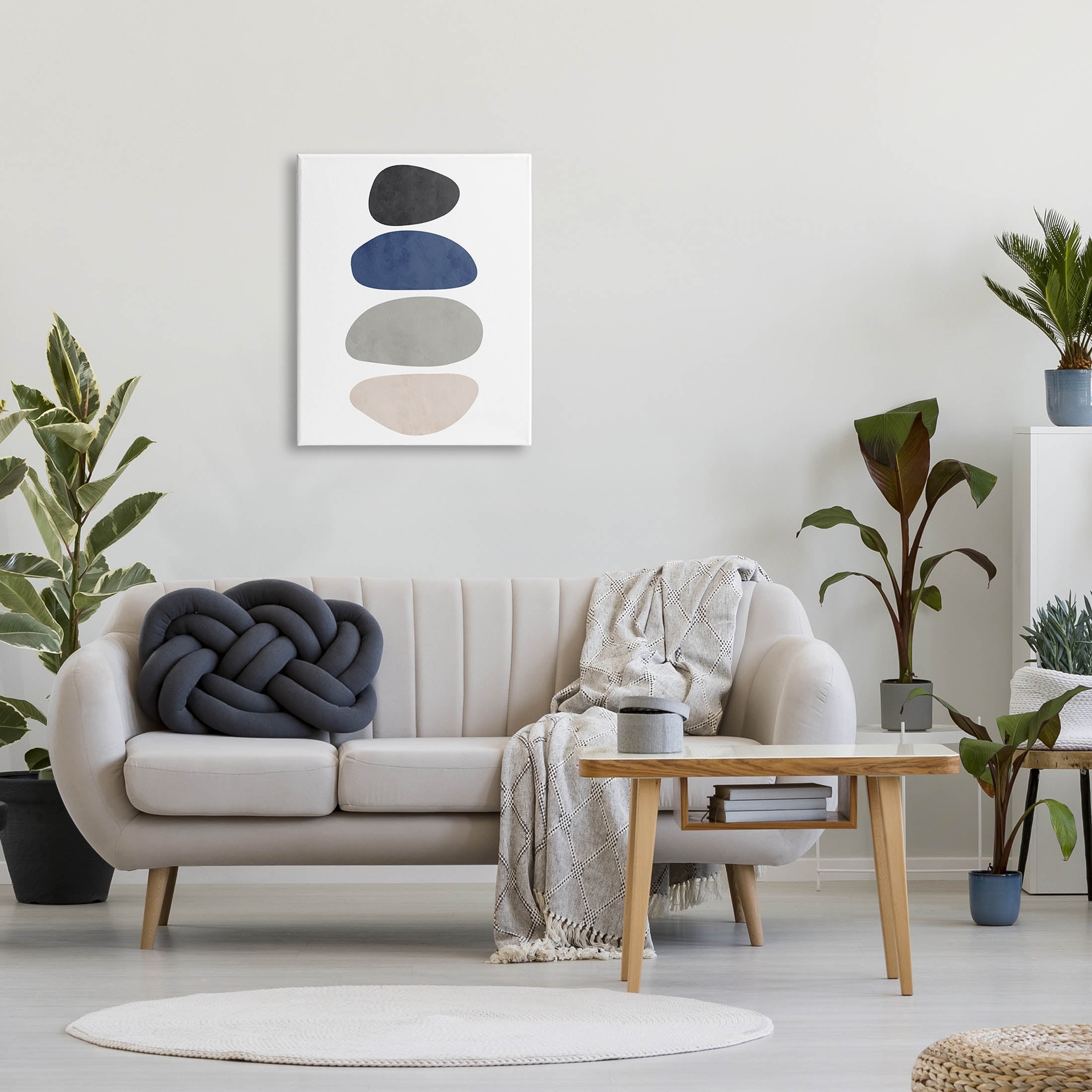 Minimal Stacked Round Shapes Abstract Graphic Art Gallery Wrapped Canvas Print Wall Art