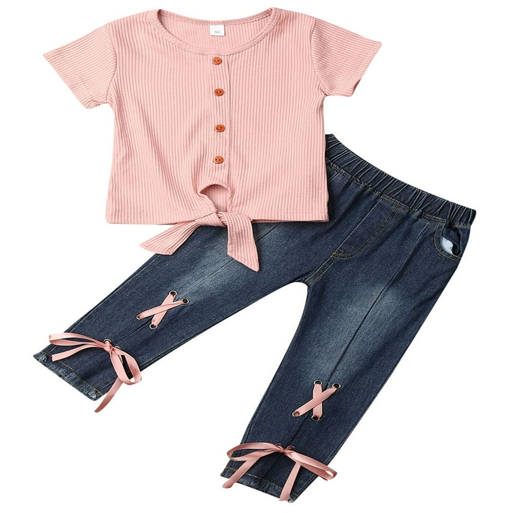 Toddler Kid Baby Girl Clothes Shirt Top Denim Pants Jeans Leggings